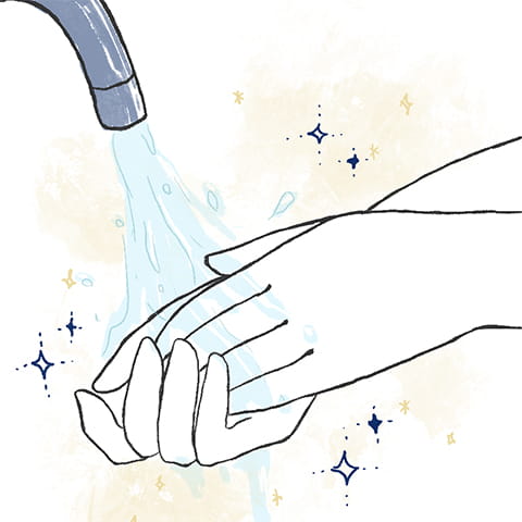 手を清潔にし、温める