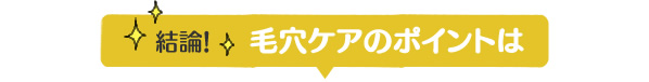 結論！毛穴ケアのポイントは