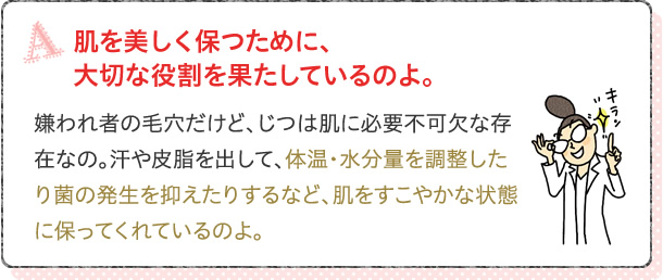 肌を美しく保つために、大切な役割を果たしているのよ。